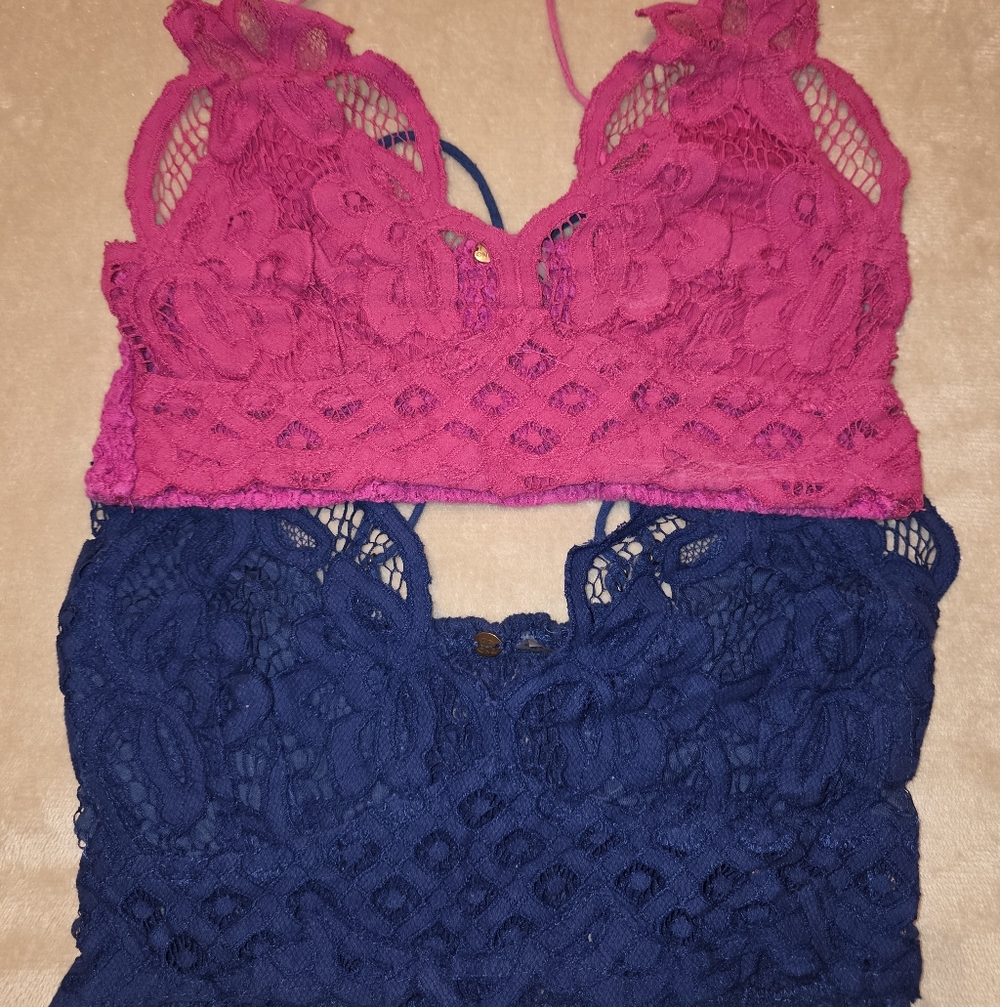 FP Movement by Free People Lace Bralettes in Hot Pink and Navy